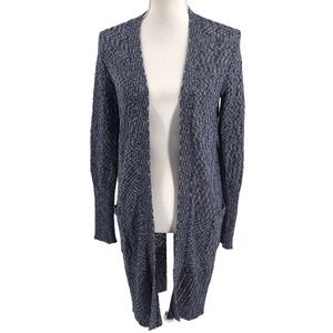 Athleta Womens Size XXS Weekend Wrap Sweater Cardigan Open Front Navy Blue/White